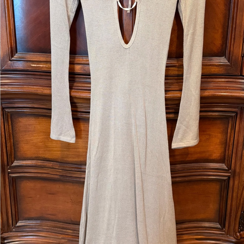 Sky to Moon Elegant Beige Long Sleeve Dress size small